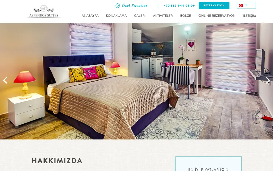 Aspendos Suites web sitesi ekran görüntüsü