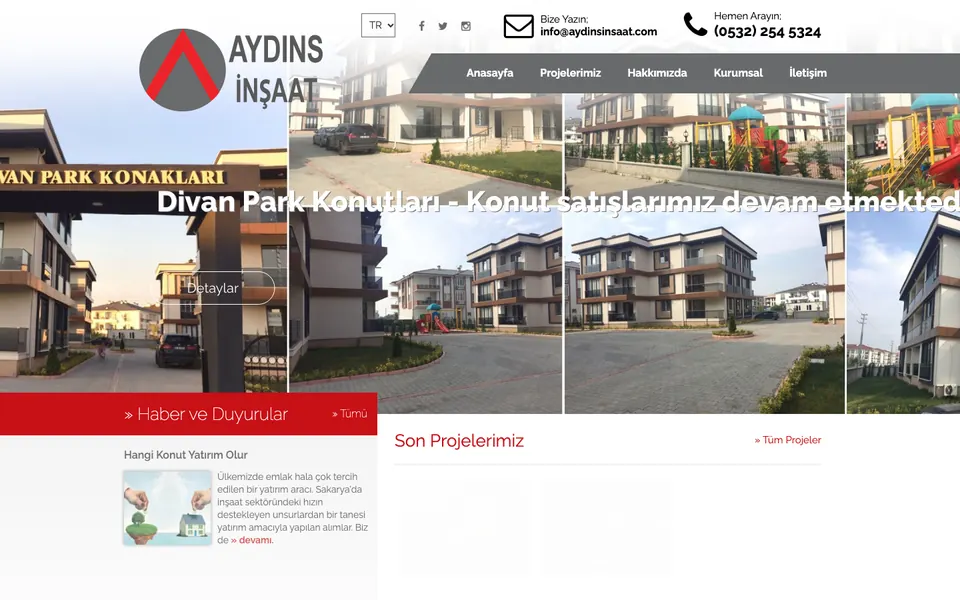 Aydın İnşaat web sitesi ekran görüntüsü
