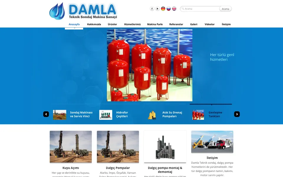 Damla Teknik Sondaj web sitesi ekran görüntüsü