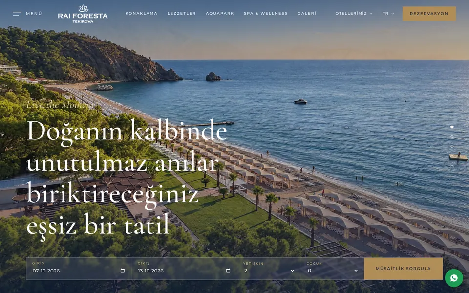 Rai Foresta Tekirova web sitesi ekran görüntüsü