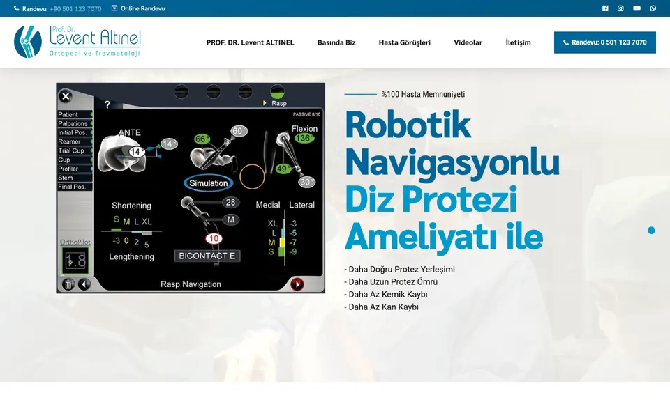 Robotik Diz Protezi web sitesi ekran görüntüsü